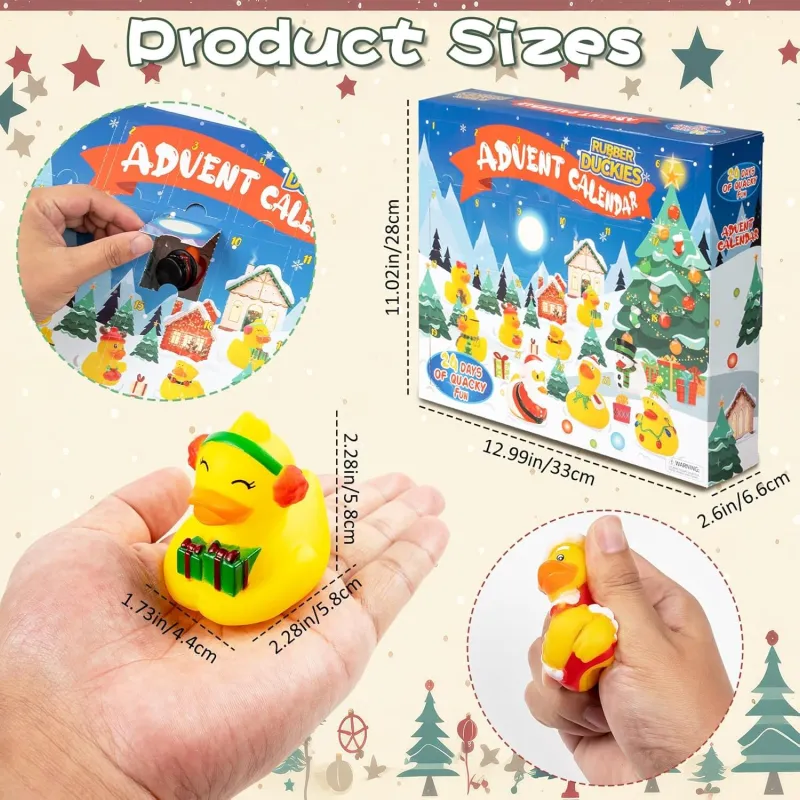 2024 Advent Calendar Christmas Ducks - 24pcs Duck Rubber Advent Calendar 24 Days of Christmas Countdown Toys 2