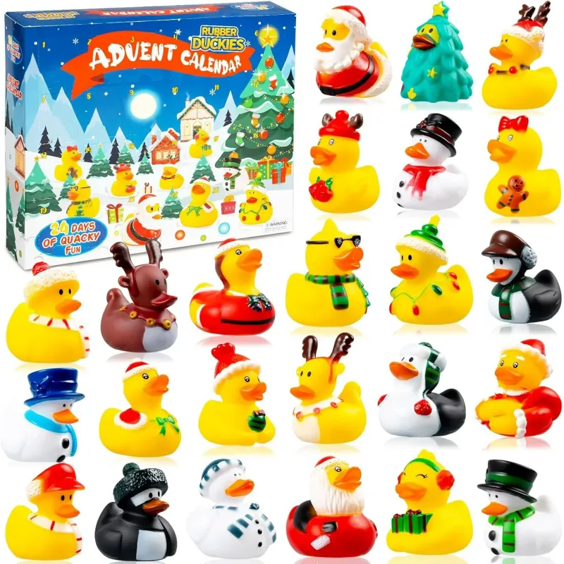 2024 Advent Calendar Christmas Ducks - 24pcs Duck Rubber Advent Calendar 24 Days of Christmas Countdown Toys