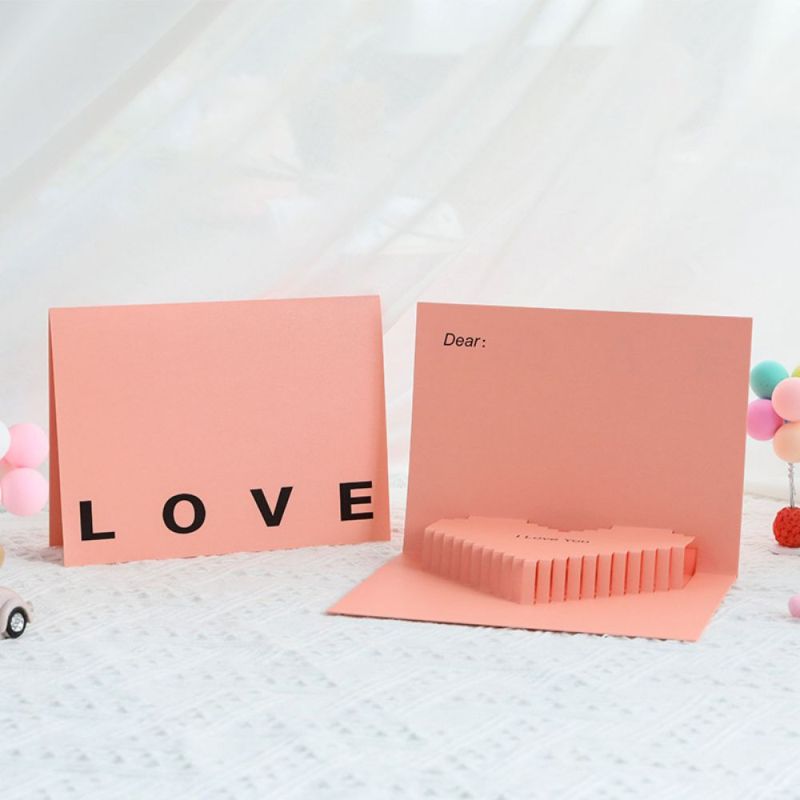 3D Creative Valentine's Day Pop Up Card Romantic Pink Heart Pop Up Greeting Card