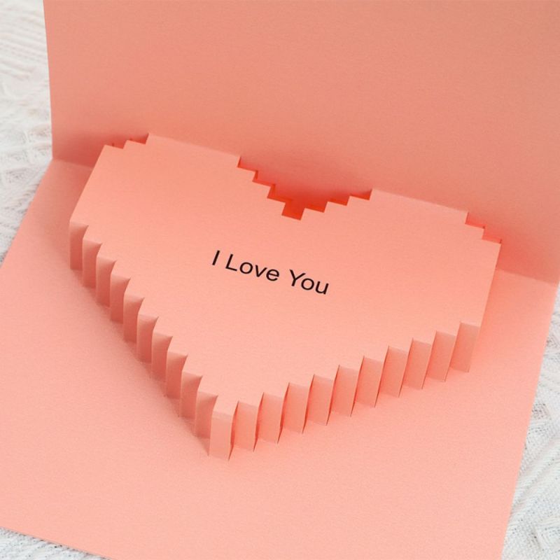 3D Creative Valentine's Day Pop Up Card Romantic Pink Heart Pop Up Greeting Card 2