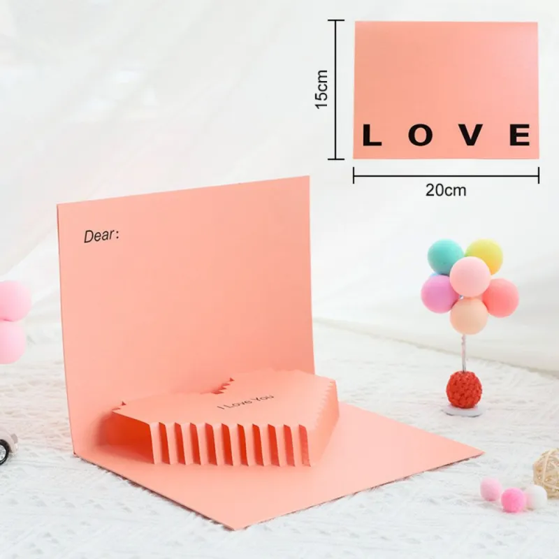 3D Creative Valentine's Day Pop Up Card Romantic Pink Heart Pop Up Greeting Card 4