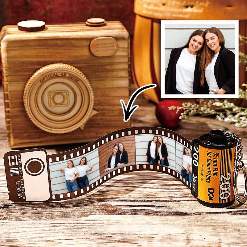 5 Pics Custom Photo Camera Roll Keychain with Pictures Customized Photo Gifts for Friend