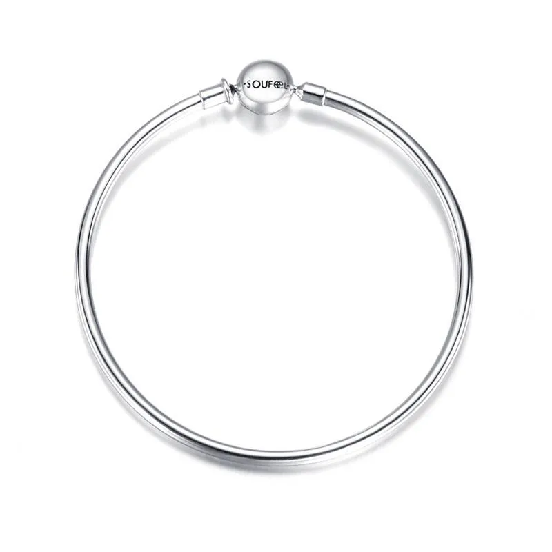 925 Sterling Silver Basic Charms Bangle 2