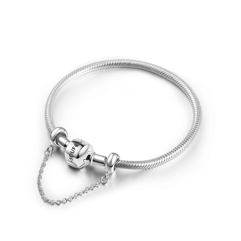 925 Sterling Silver Bracelet With Safety Chain Rubber Charm