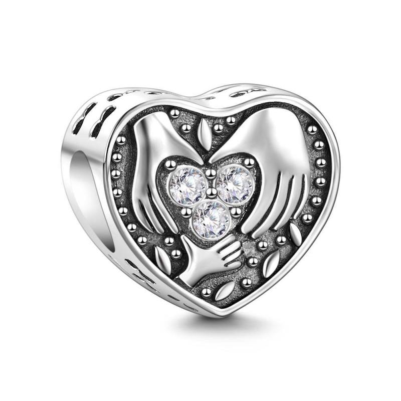 A Loving Family Heart-shaped Silver Soufeel Charm 1