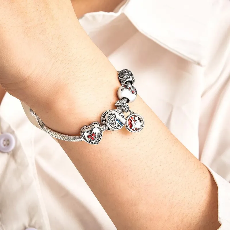 A Loving Family Heart-shaped Silver Soufeel Charm 3