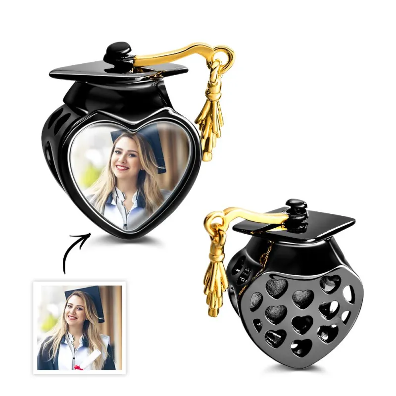 Academic Cap Photo Charm Bead Best Graduation Gift Fit All Major Brands of Bracelets Necklaces