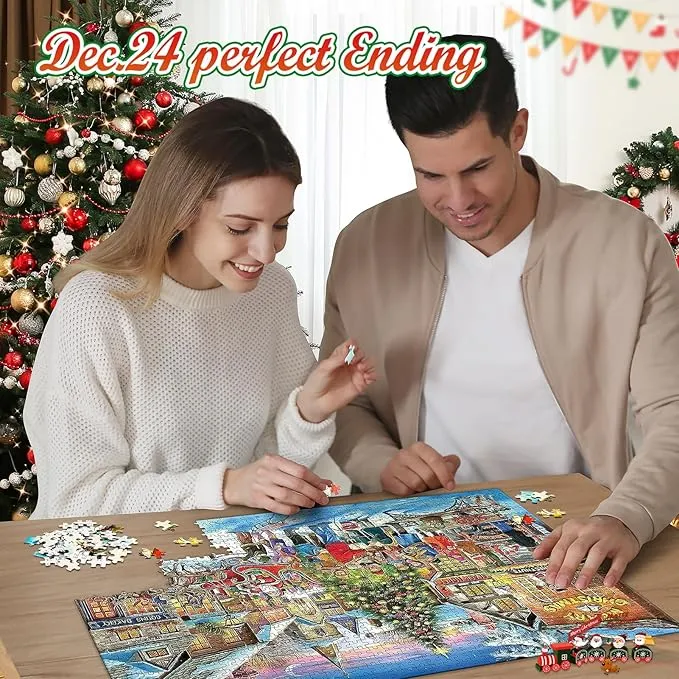 Advent Calendar 2024 Christmas Jigsaw Puzzles 24 Days Surprise Christmas Countdown Calendars 1000 pieces Jigsaw Puzzles for Adult Families Great Stocking Stuffer Christmas Gifts Puzzle Home Decoration 3