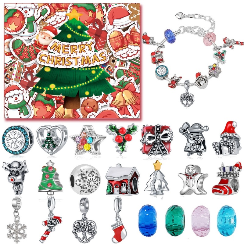 Advent Calendar Charm Box 24 Christmas Countdown Calendar Surprise Blind Box DIY Jewelry Advent Calendar Gift Box Set Christmas Gifts