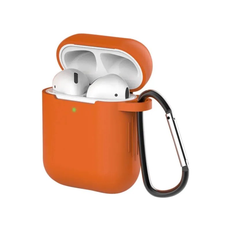 AirPods Case Bright Orange Silicone Case with Keychain