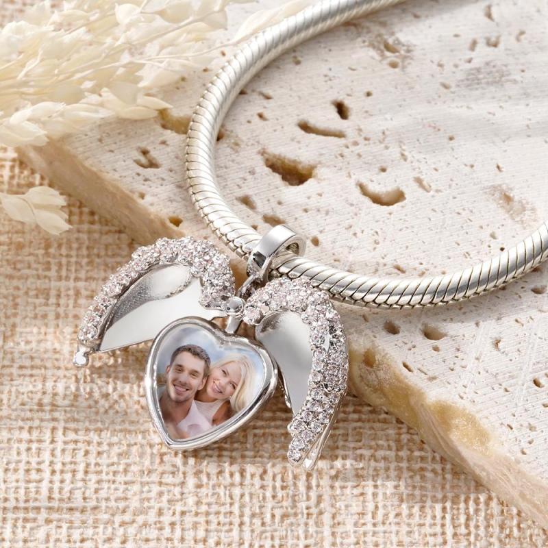 Angel Wing Openable Photo Charm With Text Fashionable Pendant Gifts For Her 1