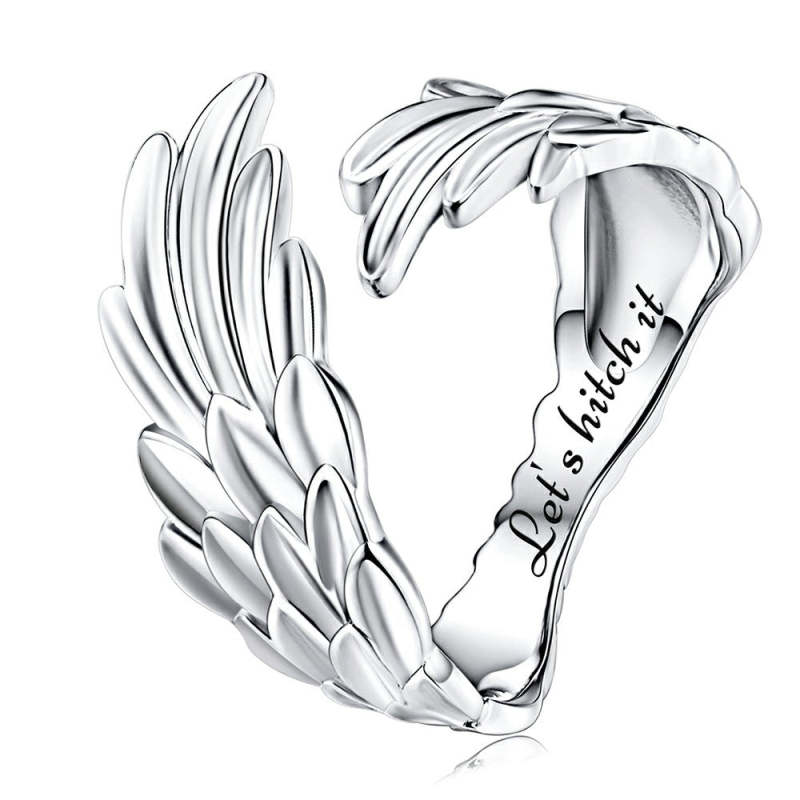 Angel Wings Open Ring Silver