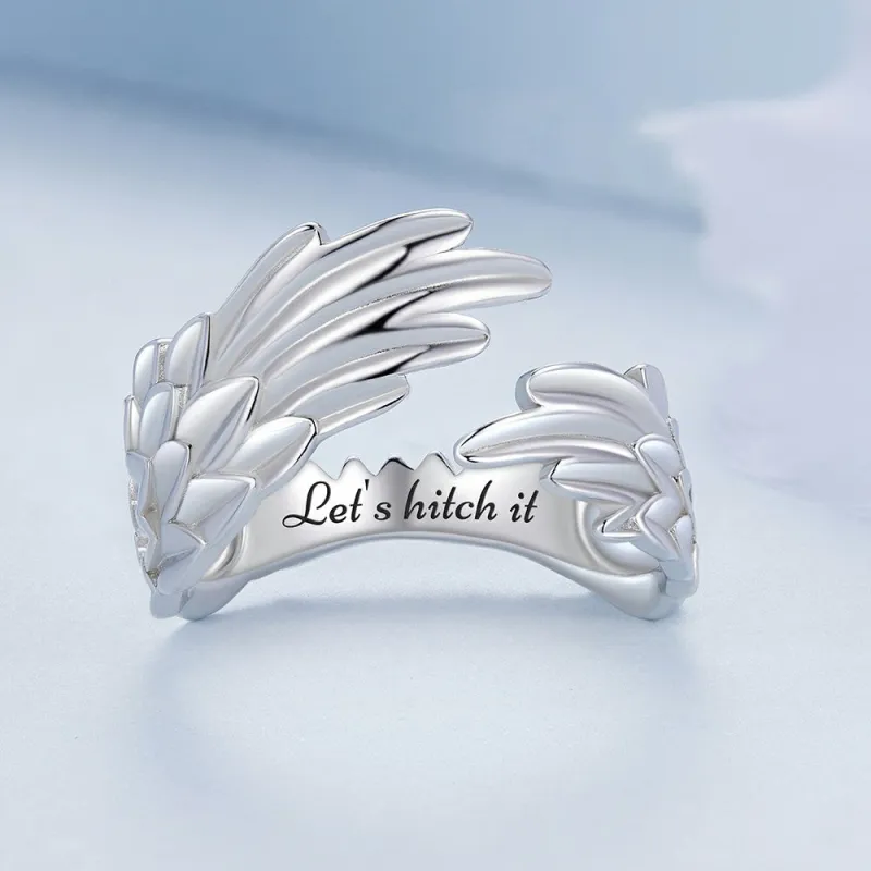 Angel Wings Open Ring Silver 1