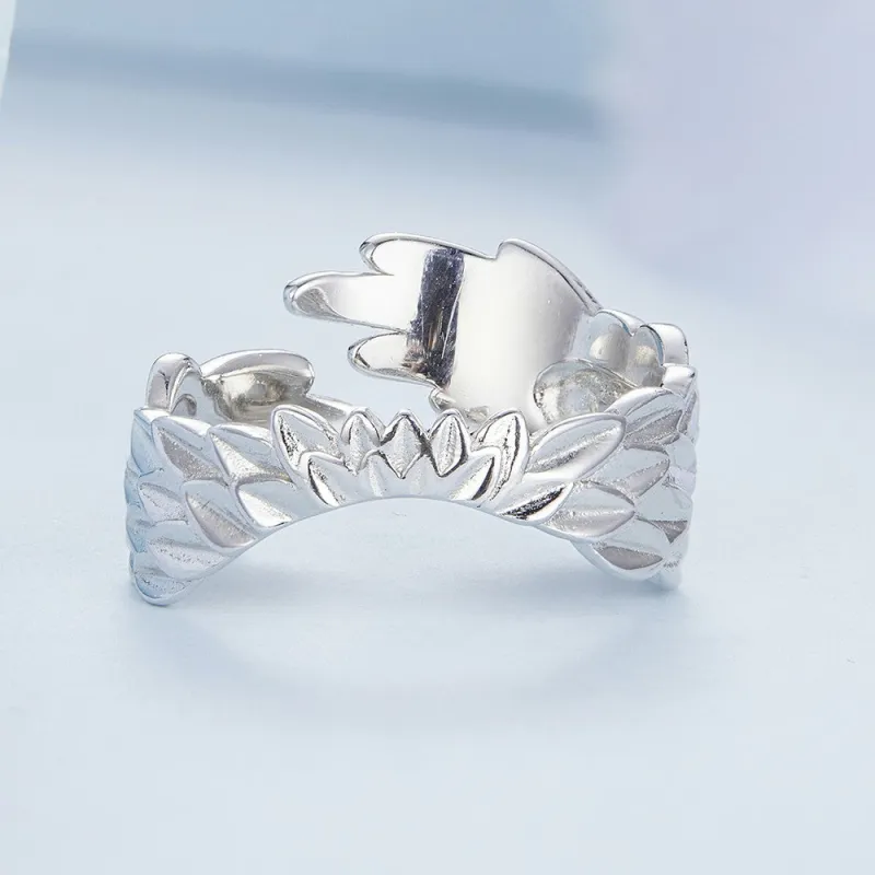 Angel Wings Open Ring Silver 2