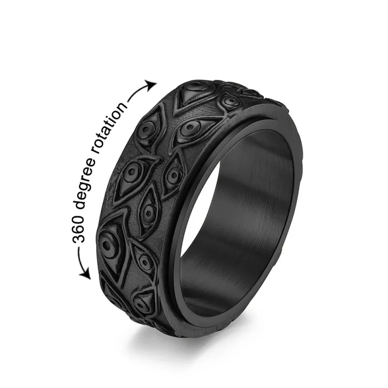 Anxiety Ring For Men Women, Evil Eye of God Rotating Ring 2