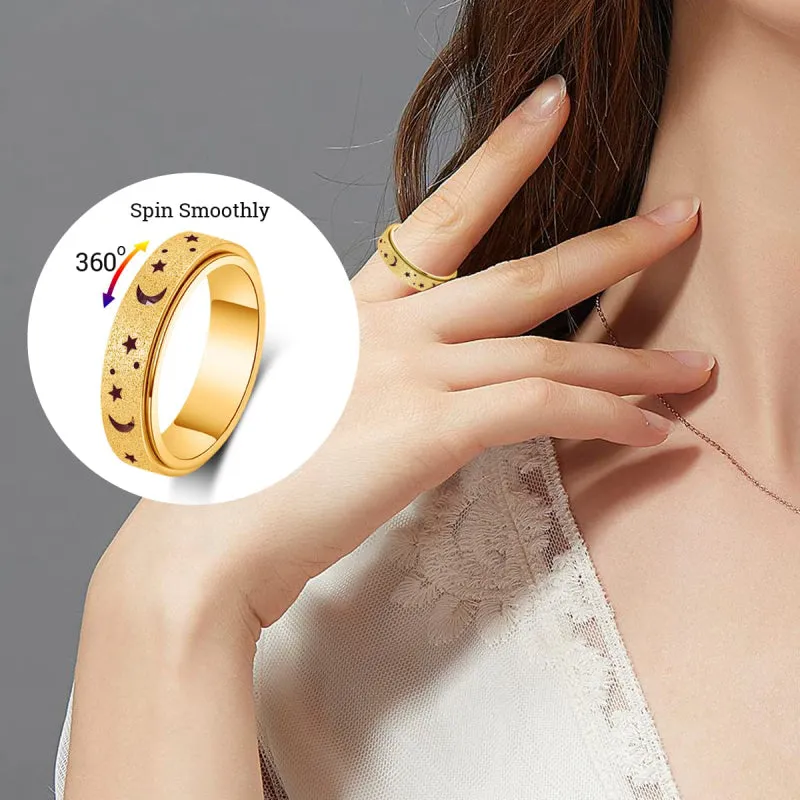 Anxiety Ring for Women Men Moon Star Relieving Anxiety Rotating Ring Jewelry Gifts 1