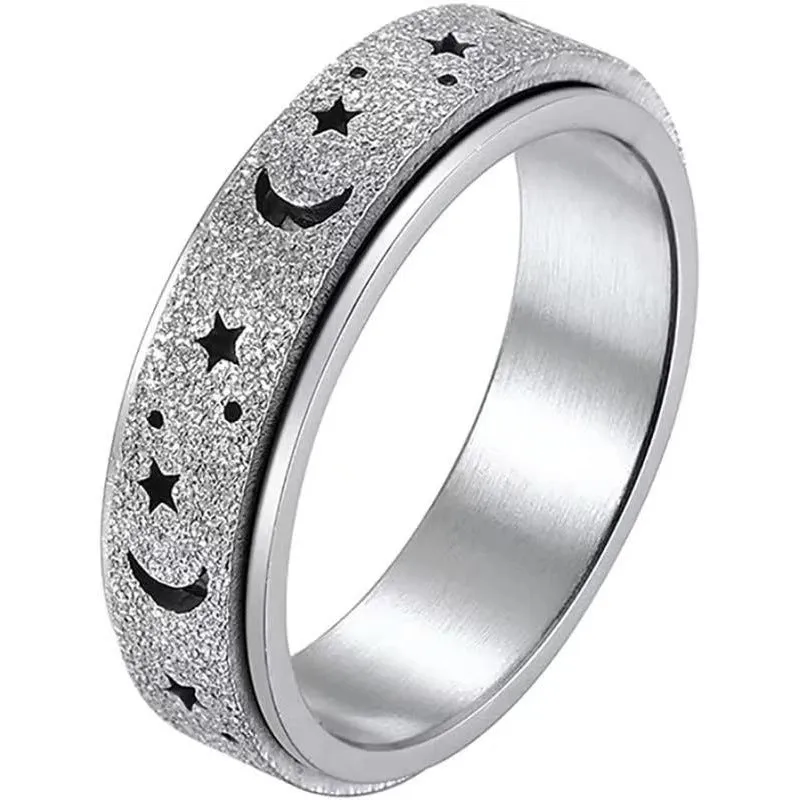 Anxiety Ring for Women Men Moon Star Relieving Anxiety Rotating Ring Jewelry Gifts 2