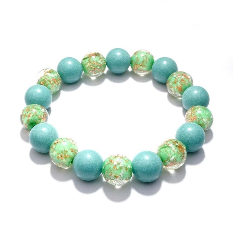 Army Green Firefly Glass Stretch Beaded Bracelet Glow in the Dark Luminous Bracelet