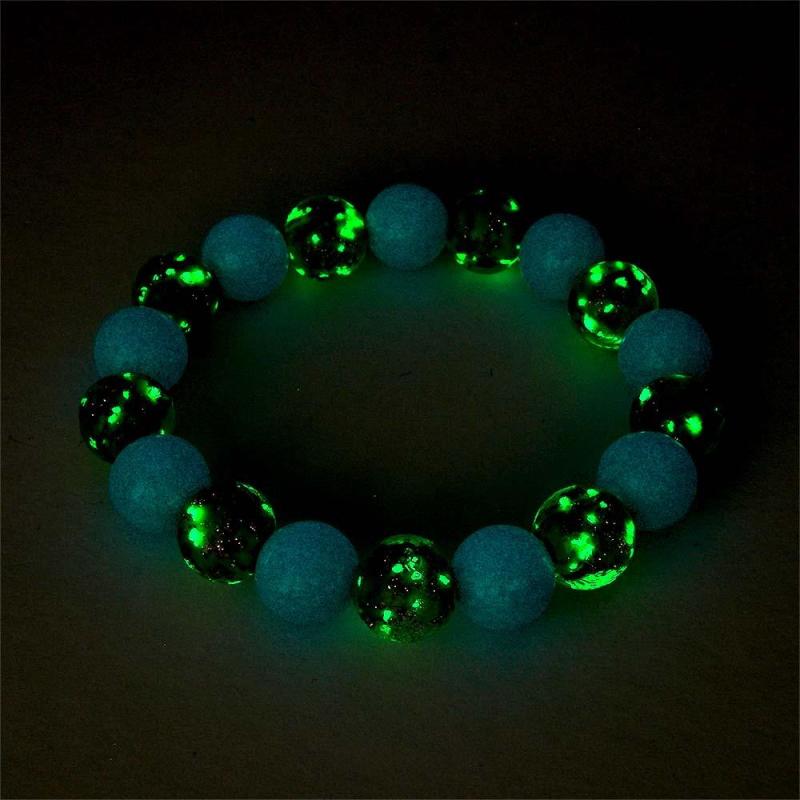 Army Green Firefly Glass Stretch Beaded Bracelet Glow in the Dark Luminous Bracelet 1