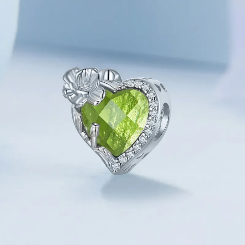 August Birthstone Light Green Charm Silver 1