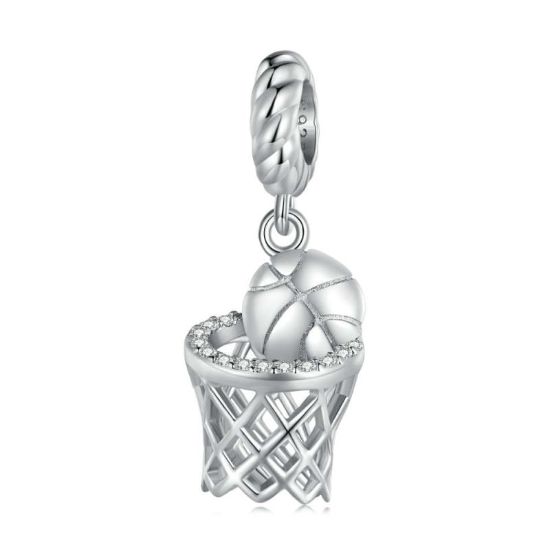 Basketball Dangle Charm Silver