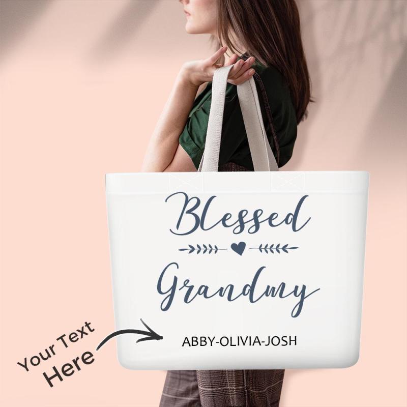 Blessed Grandma Personalized Canvas Tote Bags