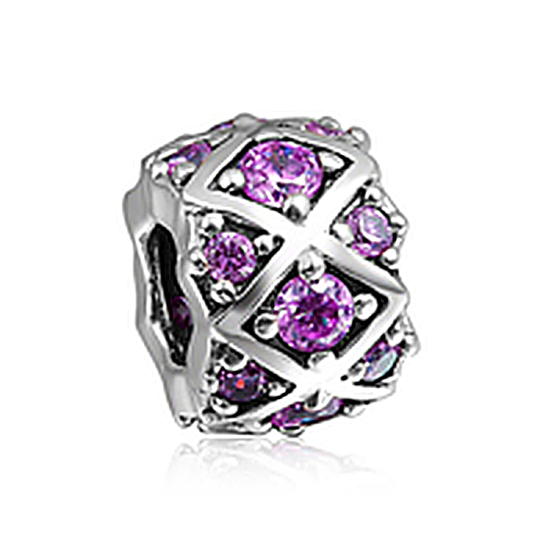 Bling Purple October Charm Silver