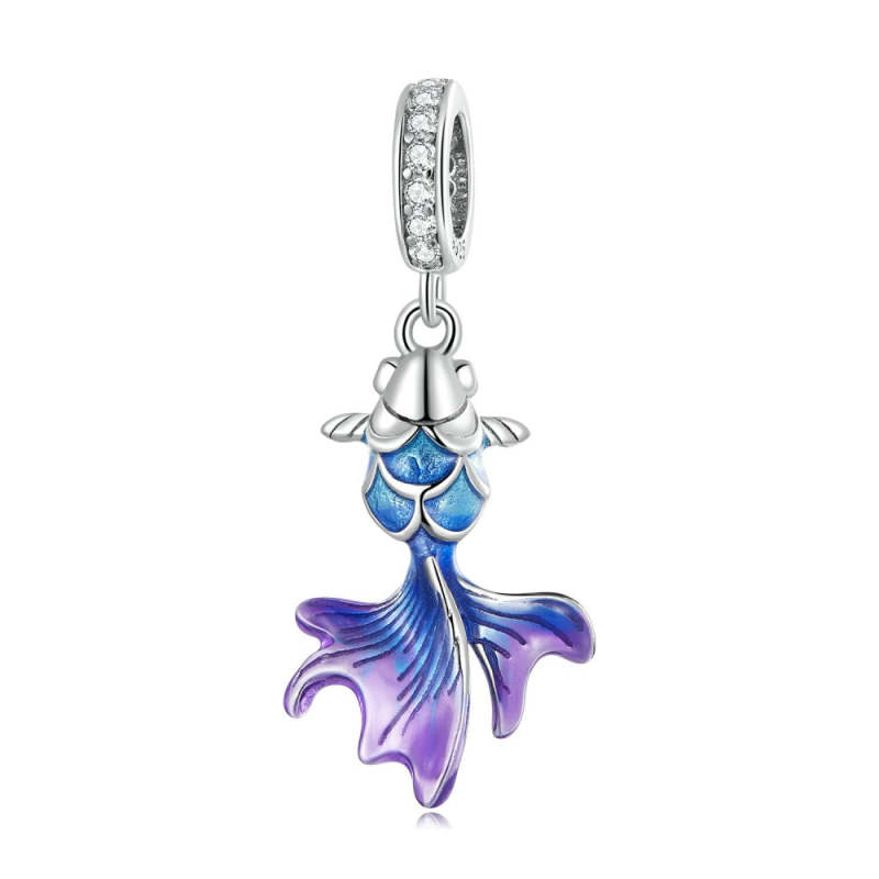 Blue Koi Dangle Charm Silver