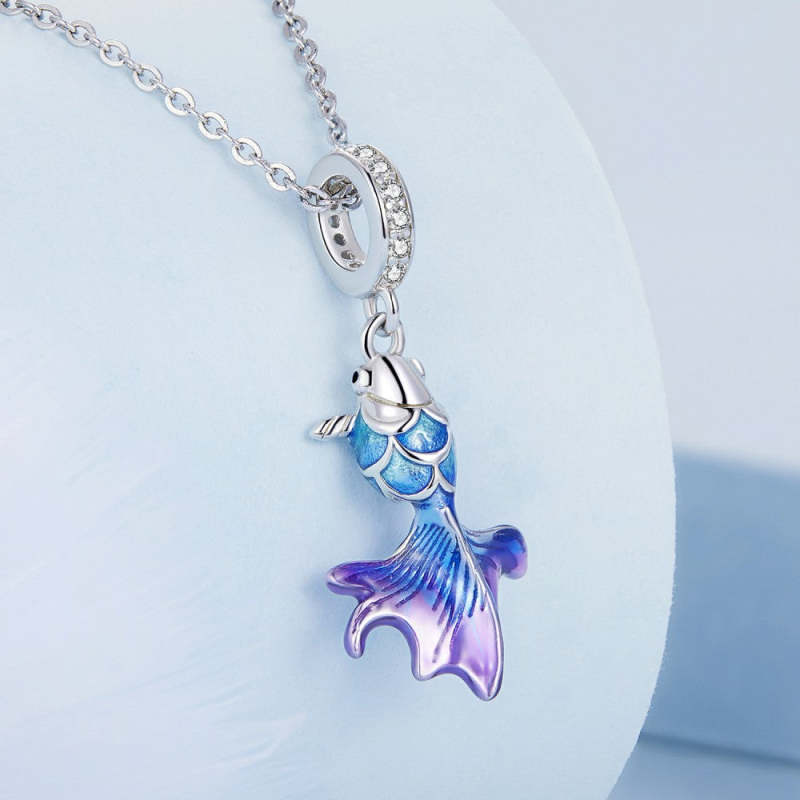 Blue Koi Dangle Charm Silver 1