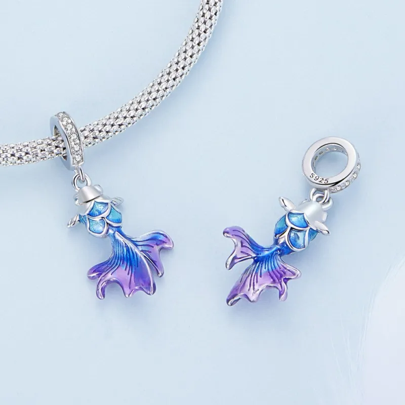 Blue Koi Dangle Charm Silver 2