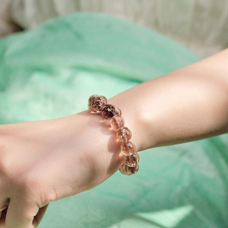 Brown Heart-to-Heart Firefly Glass Stretch Beaded Bracelet Glow in the Dark Luminous Bracelet 4