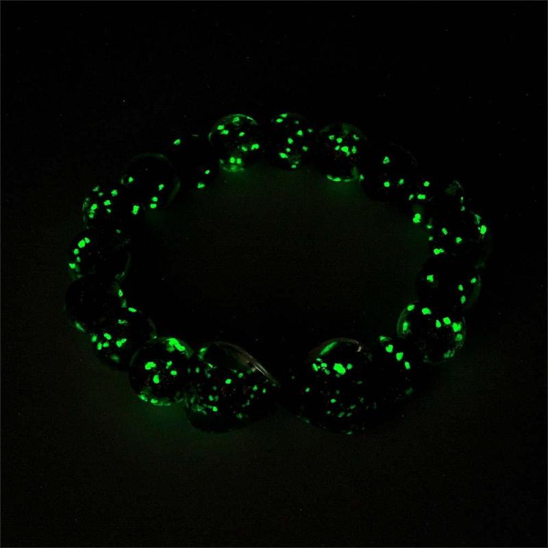 Brown Heart-to-Heart Firefly Glass Stretch Beaded Bracelet Glow in the Dark Luminous Bracelet 1