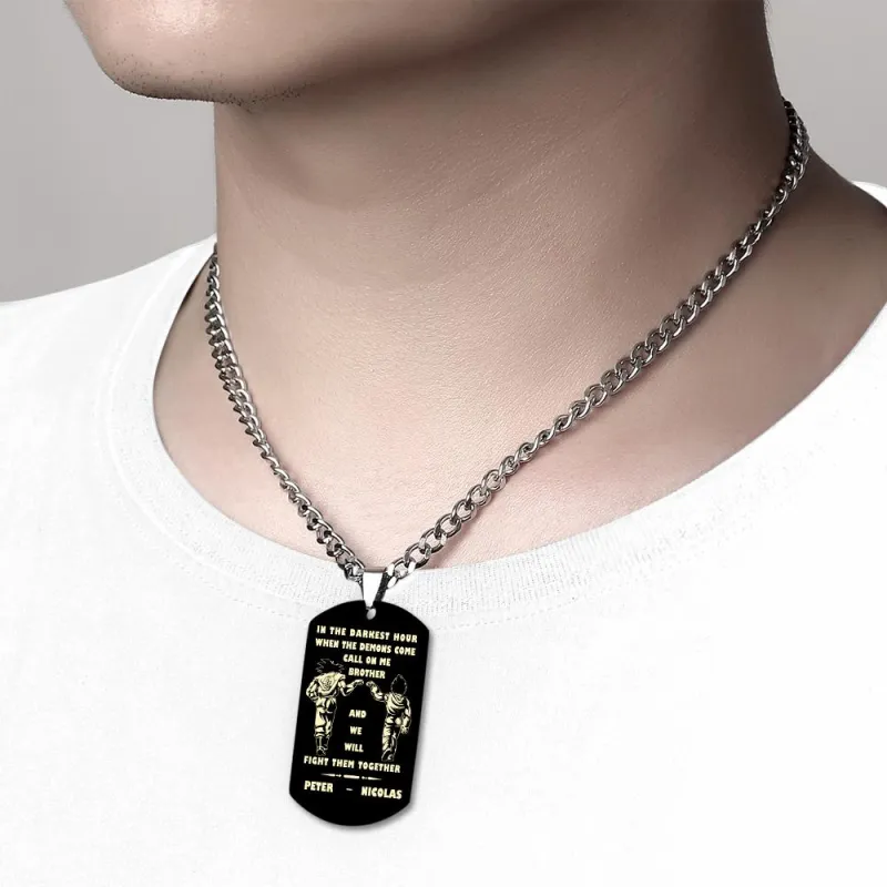 Call On Me Brother Engraved Tag Necklace In The Darkest Hour Gift For Brothers & Friends Perfect Gift For Dad On Father's Day 5