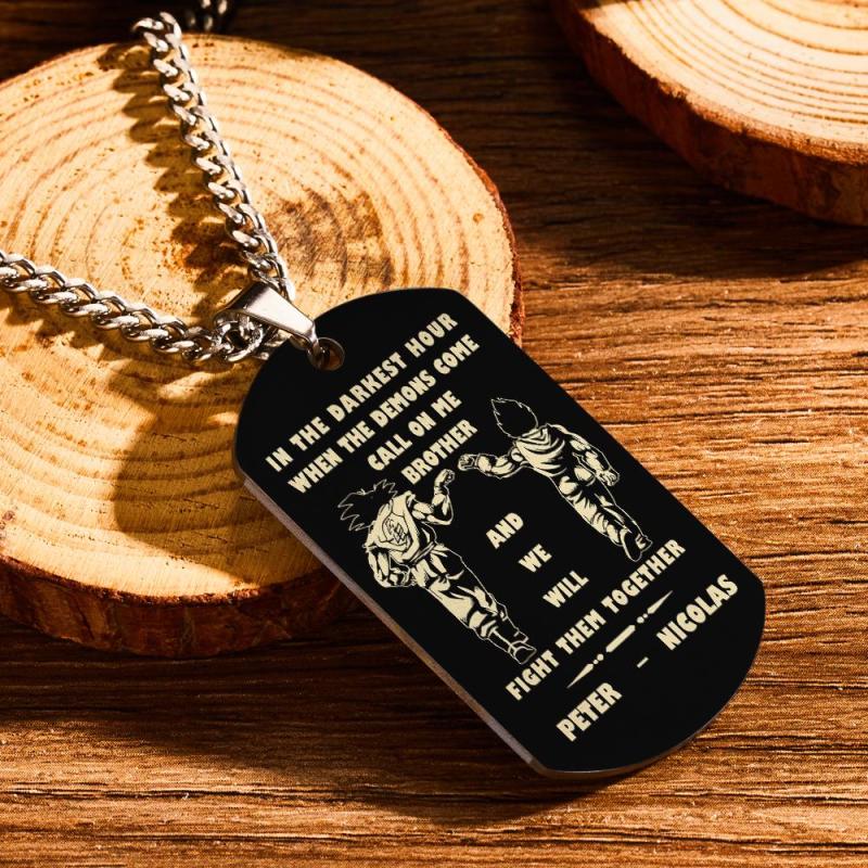 Call On Me Brother Engraved Tag Necklace In The Darkest Hour Gift For Brothers & Friends Perfect Gift For Dad On Father's Day