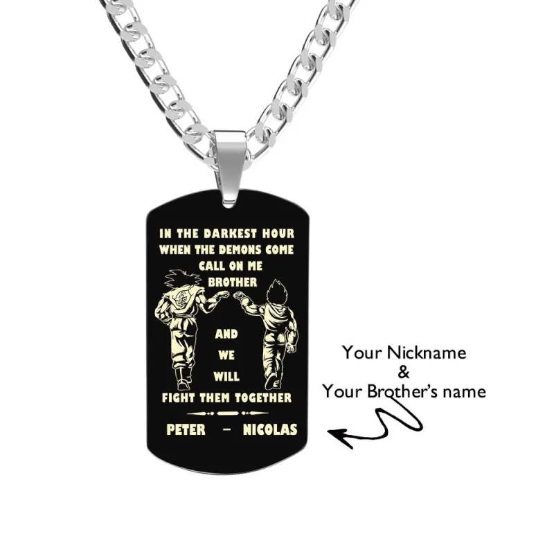 Call On Me Brother Engraved Tag Necklace In The Darkest Hour Gift For Brothers & Friends Perfect Gift For Dad On Father's Day 3