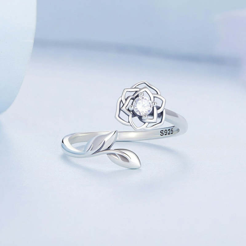 Camellia Open Ring Silver 1