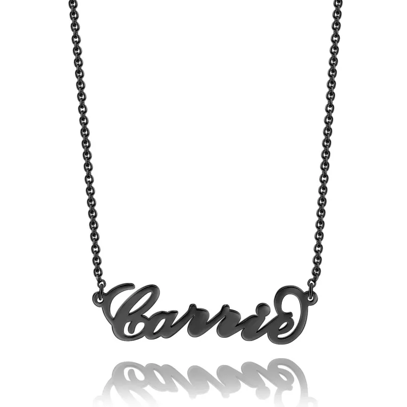 Carrie Style Name Necklace Black Gold Plated Silver