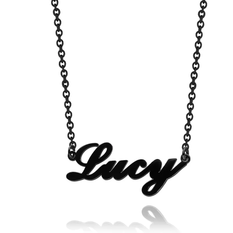 Carrie Style Name Necklace Black Gold Plated Silver 3