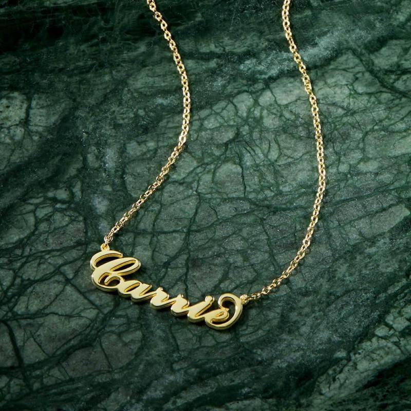 Carrie Style Name Necklace Black Gold Plated Silver 6