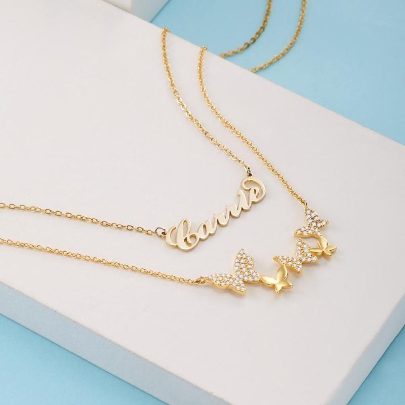 Carrie Style Name Necklace With Butterfly Pendant Necklace For Girlfriend Gifts 3