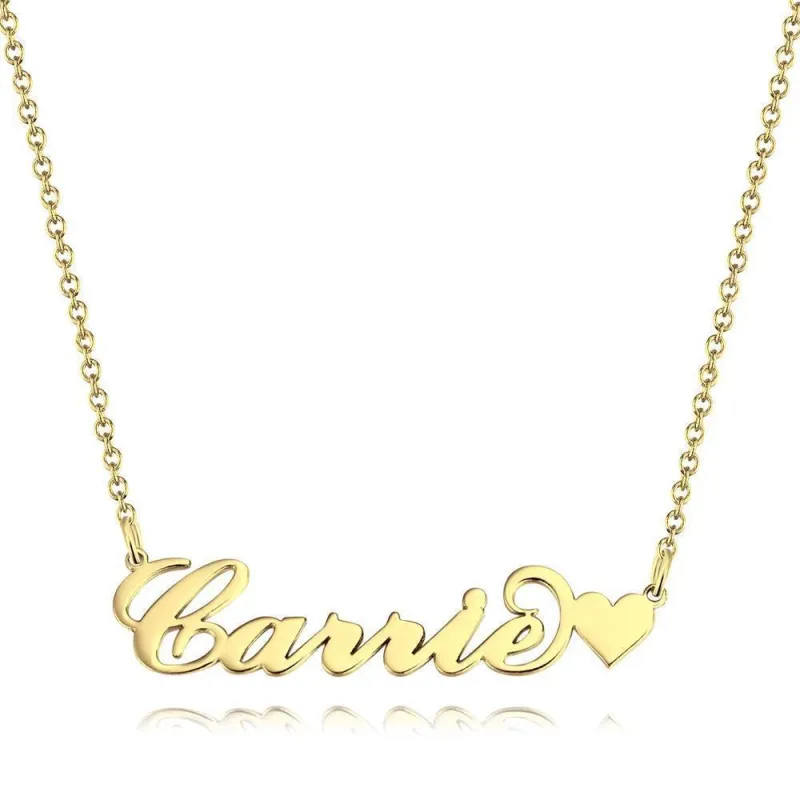 Carrie Style Name Necklace with Little Heart Girlfriend's Gifts