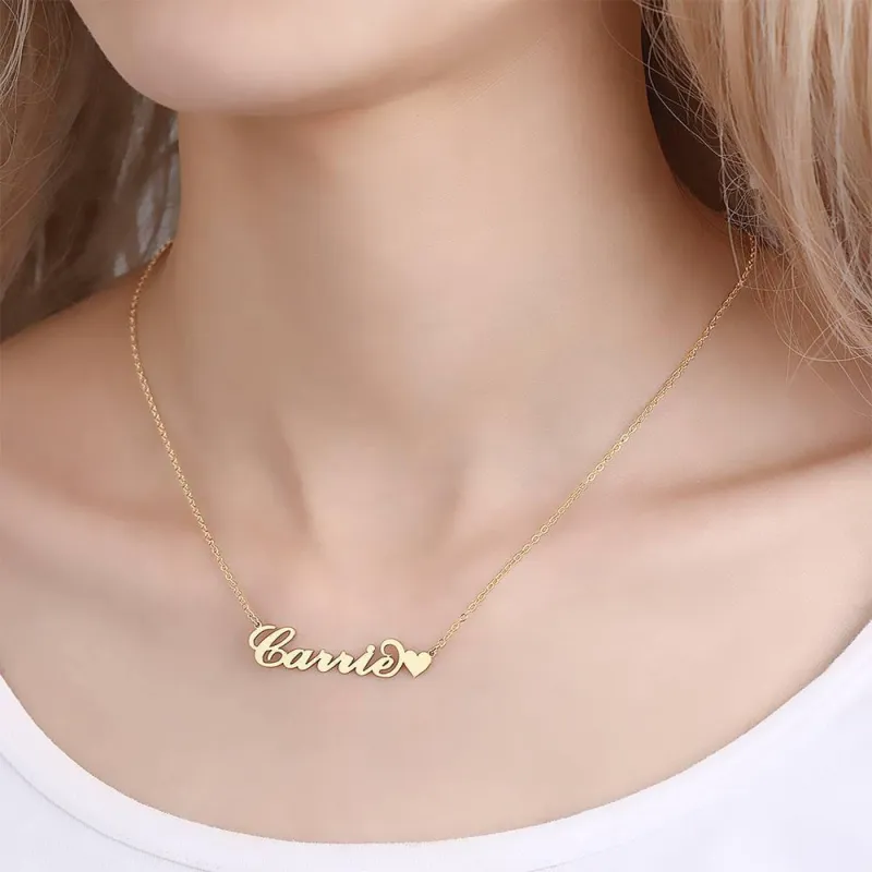 Carrie Style Name Necklace with Little Heart Girlfriend's Gifts 1