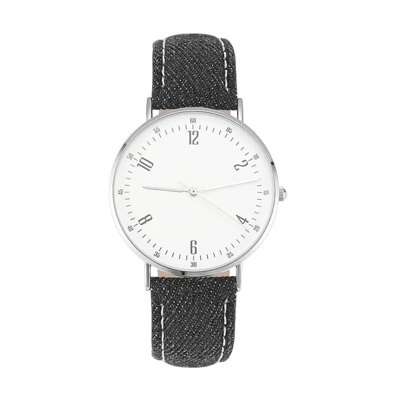 Casual Dial Watch Fashion Quartz Black Leather Strap - Women's