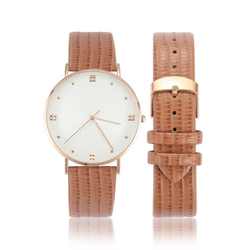 Casual Dial Watch Fashion Quartz Brown Leather Strap - Women's 4