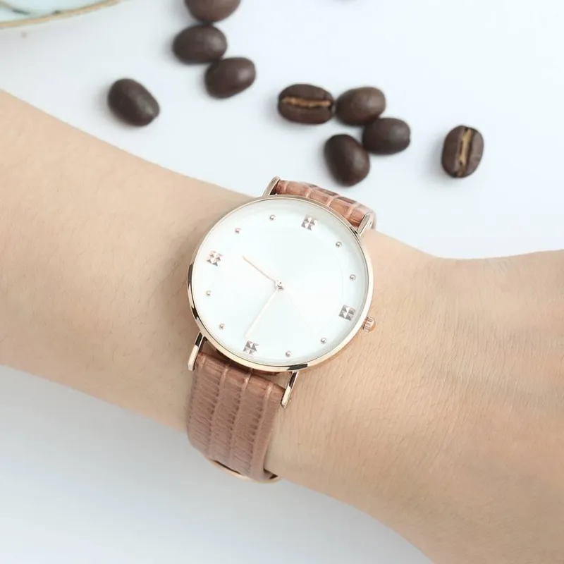 Casual Dial Watch Fashion Quartz Brown Leather Strap - Women's 6