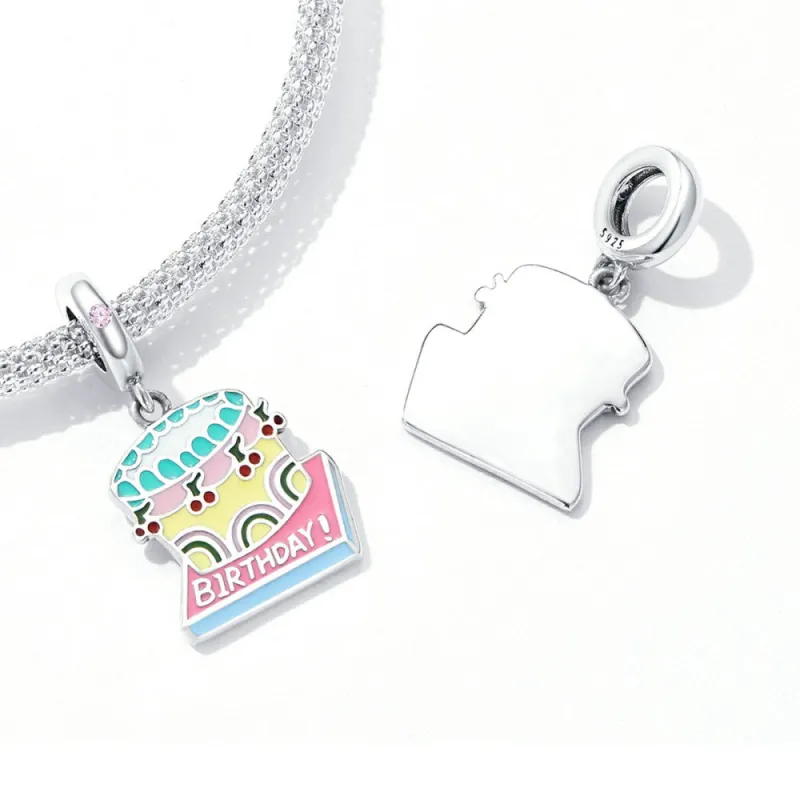 Cheery Cake Dangle Charm Silver 2