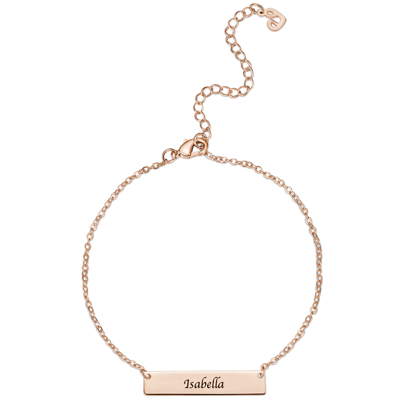 Children's Engraved Bar Anklet Rose Gold Plated - Length Adjustable