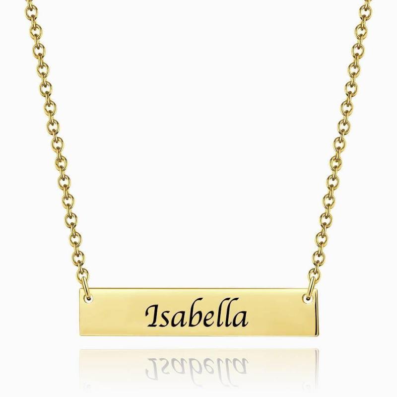 Children's Engraved Bar Necklace 14K Gold Plated