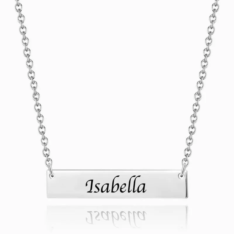 Children's Engraved Bar Necklace Platinum Plated