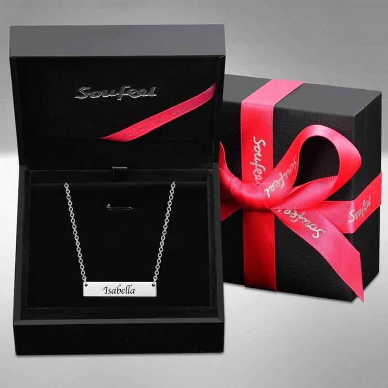 Children's Engraved Bar Necklace Platinum Plated 6